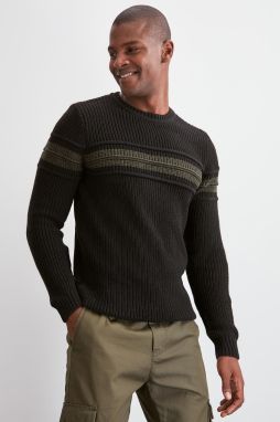 Trendyol Black Men's Long Sleeve Crew Neck Ribbed Sweater