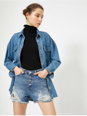 Koton Women's Blue Pocket Detailed Shorts