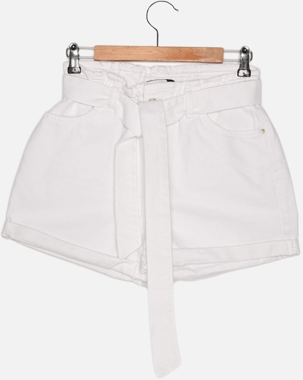 Trendyol White Tie Detailed Denim Shorts