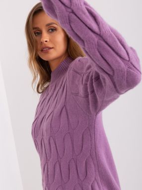Dirty purple sweater with cables and turtleneck