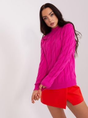 Women's fuchsia cable sweater