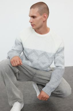 Trendyol Gray Regular Crew Neck Ethnic Knitwear Sweater