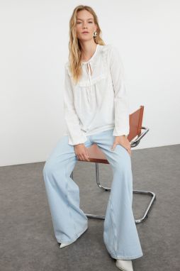 Trendyol Ecru Collar Ruffle Detailed Woven Shirt