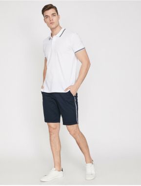 Koton Men's Navy Blue Normal Waist Shorts with Pocket Detail.