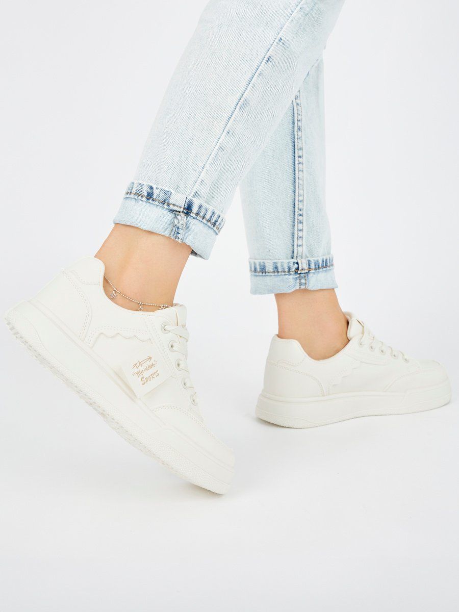 Shelvt Women's beige sneakers