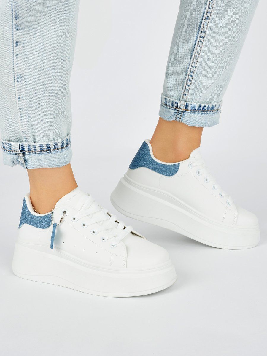 Shelvt Women's White Platform Shoes
