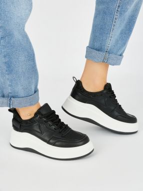 Shelvt Women's black sneakers with a thick sole