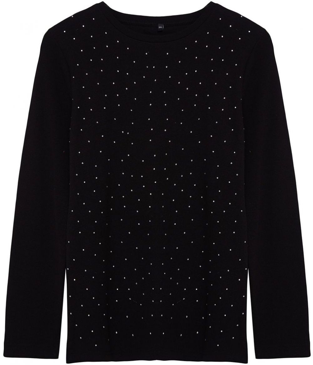 Trendyol Curve Black Camisole 100% Cotton Knitted Plus Size Blouse