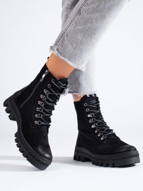 W. POTOCKI Black suede women's workers Potocki