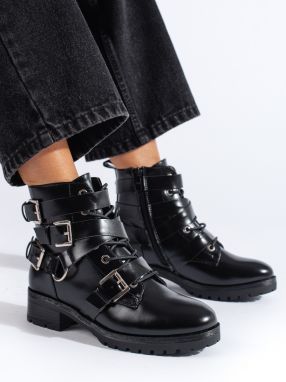 Black shelovet workery boots