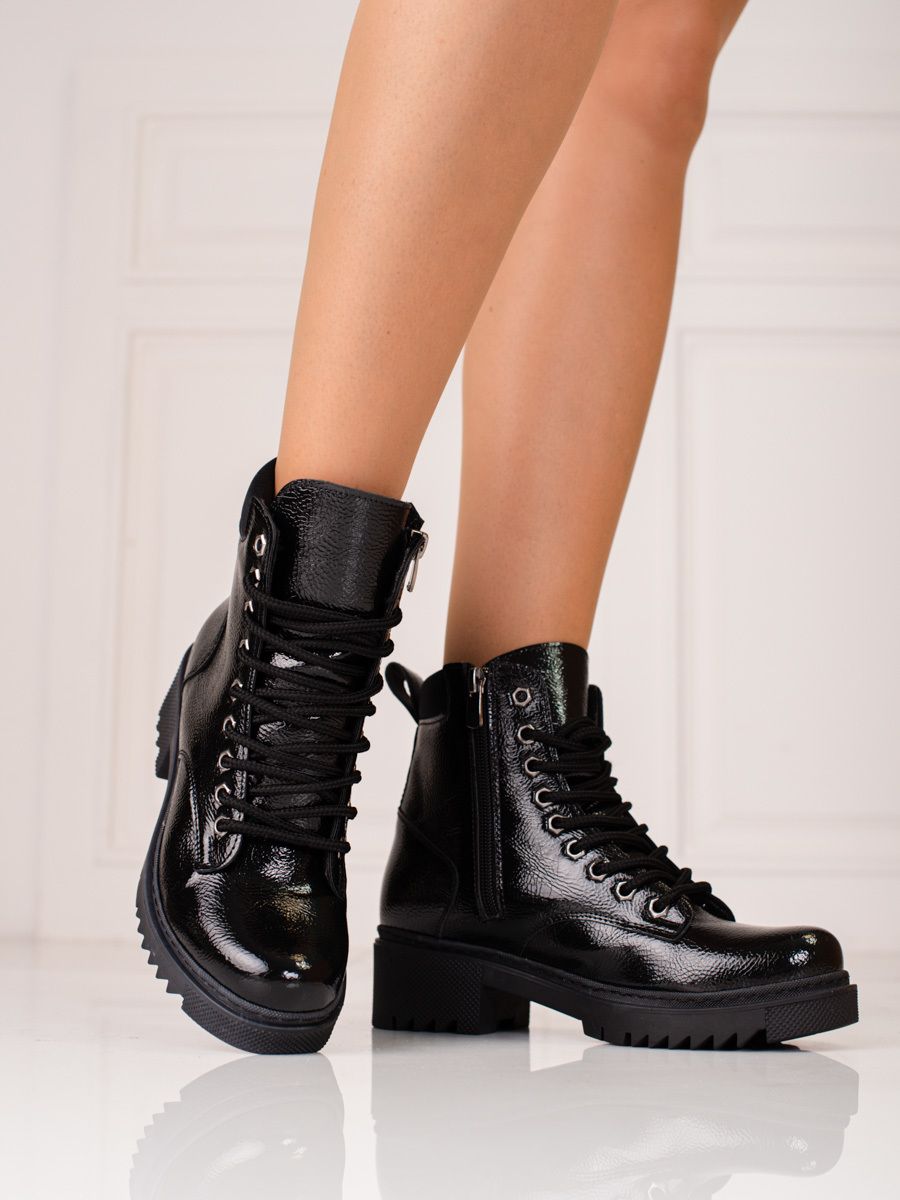 T.SOKOLSKI Leather black ankle boots for women Sokolski