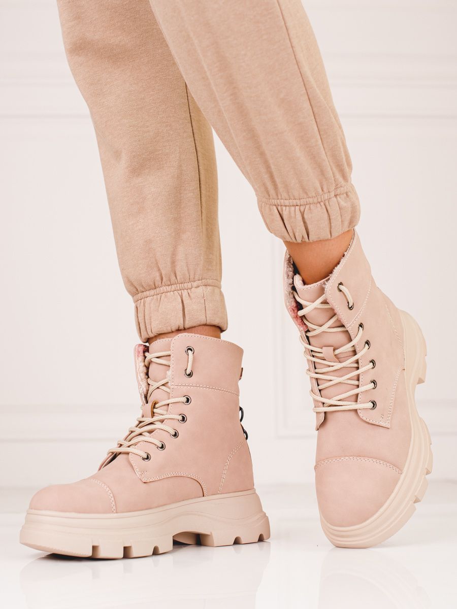 Women's trappers on the Shelvt platform pink