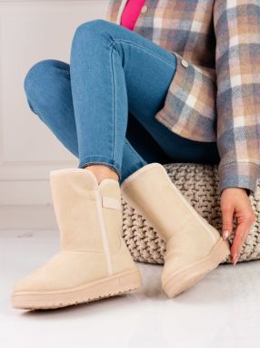 BIG STAR SHOES Women's suede snow boots beige BIG STAR KK274617