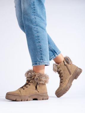 Brown women's trappers with Fur Shelvt