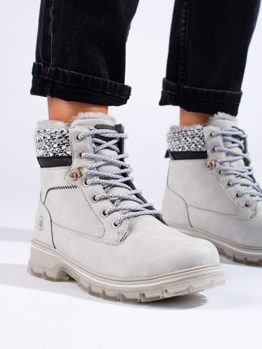 Women's trappers gray with fur shelovet
