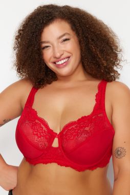 Trendyol Curve Red Wire Micro-Lace Plus Size Bra