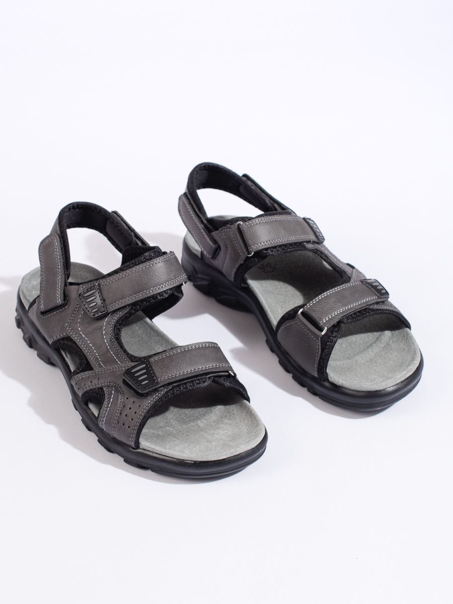 Shelvt Men's gray Velcro sandals