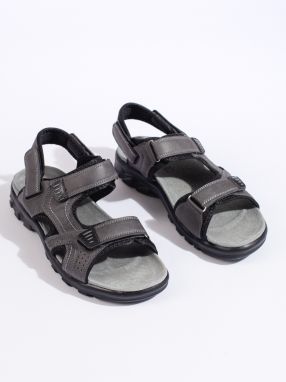 Shelvt Men's gray Velcro sandals