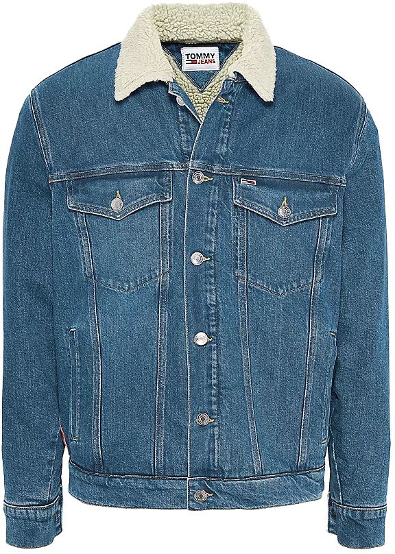 Tommy Jeans Bunda - OVRSZ SHRP TRK JCKT BE753 SVDBRG modrá