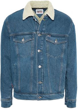 Tommy Jeans Bunda - OVRSZ SHRP TRK JCKT BE753 SVDBRG modrá