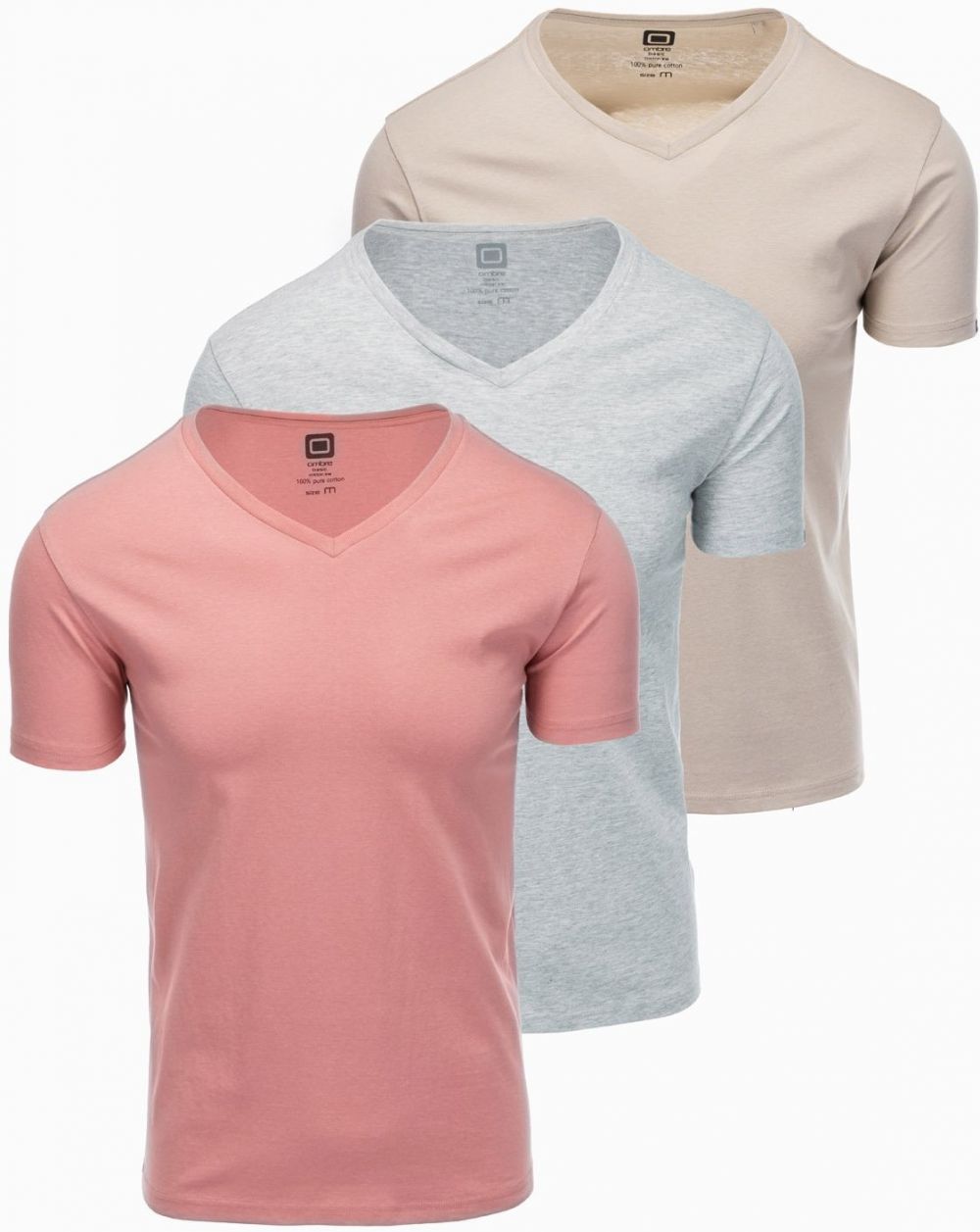 Ombre Set of V-NECK cotton shirts 3-pack