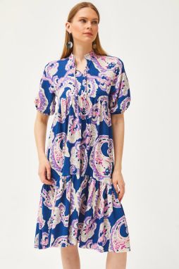Olalook Women's Indigo Collar Laced Loose Dress