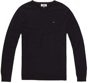 Tommy Jeans Sveter - TJM ORIGINAL V NECK SWEATER čierny
