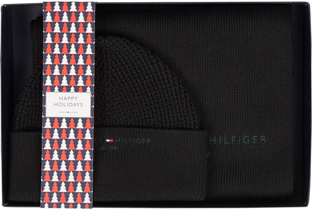 Tommy Hilfiger Set - TH HORIZON SCARF & B čierny