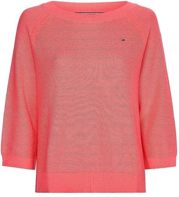 Tommy Hilfiger Sveter - ORG CO TEXTURE BOAT-NK SWEATER oranžový