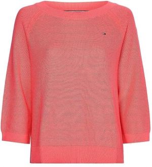 Tommy Hilfiger Sveter - ORG CO TEXTURE BOAT-NK SWEATER oranžový