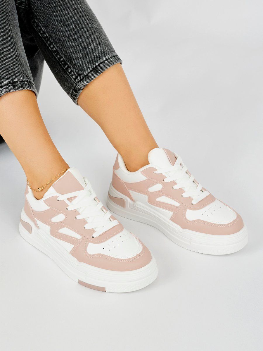 Shelvt Pink women's platform sneakers