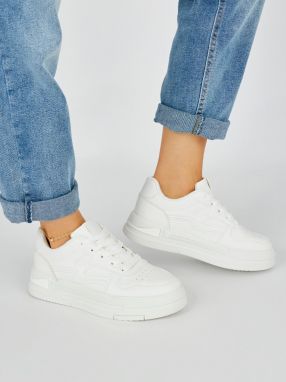 Shelvt White women's platform sneakers