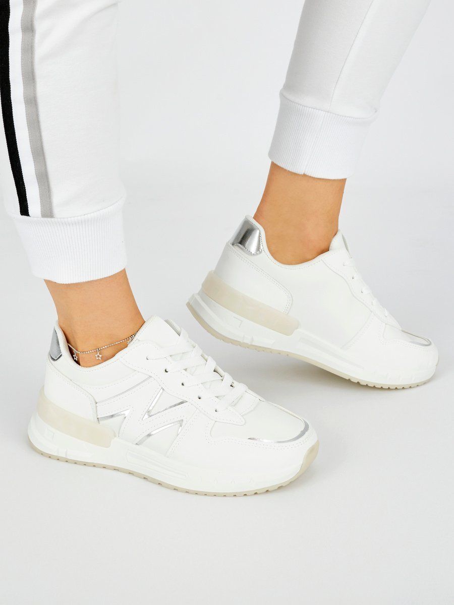 Shelvt White comfortable women's sneakers
