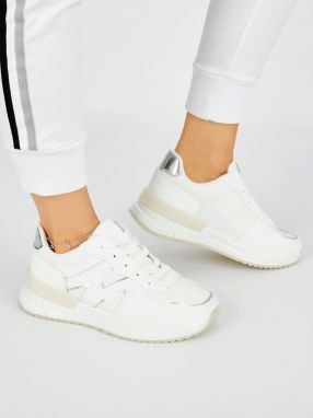 Shelvt White comfortable women's sneakers