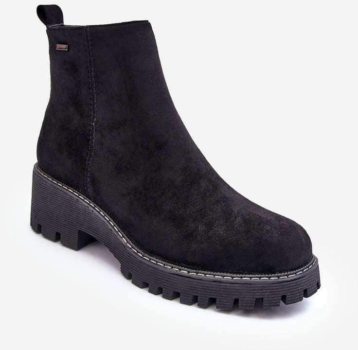 Insulated leather shoes with low heel insulated black Neafgi