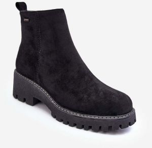 Insulated leather shoes with low heel insulated black Neafgi