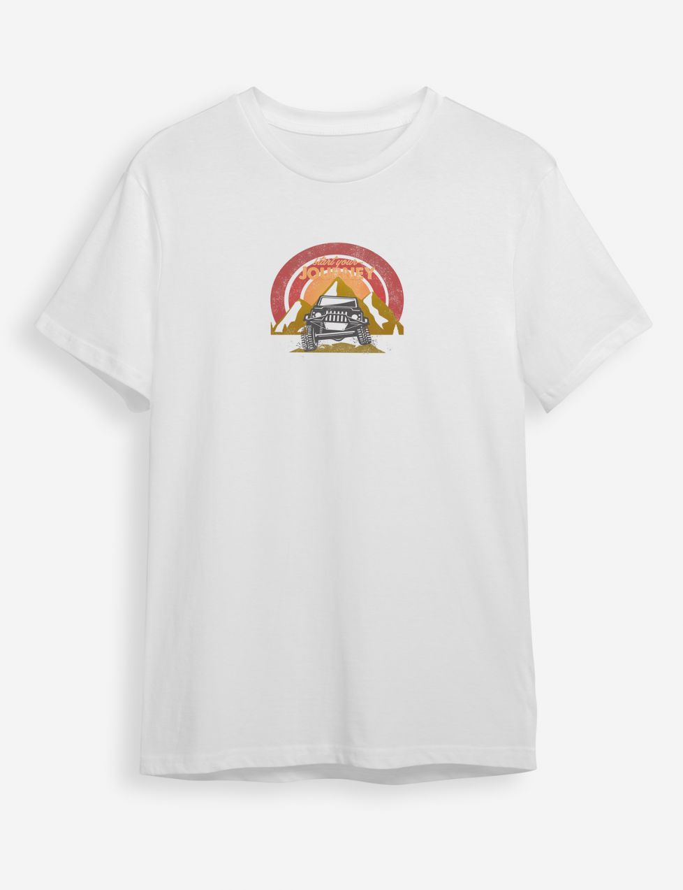 Trendyol White Landscape Printed regular/Normal Cut T-shirt