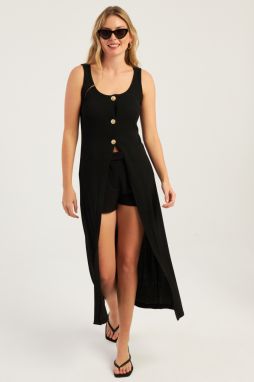 Cool & Sexy Women's Black Deep Slit Camisole Maxi Dress