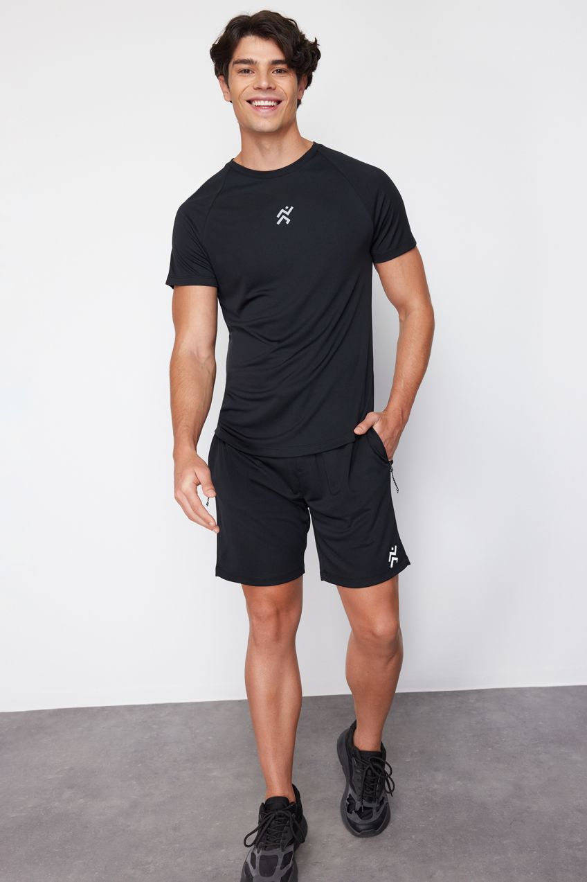 Trendyol Black Regular Cut Reflective Printed Quick Drying T-Shirt