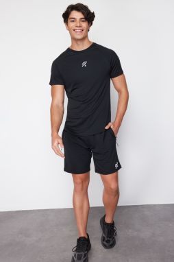 Trendyol Black Regular Cut Reflective Printed Quick Drying T-Shirt