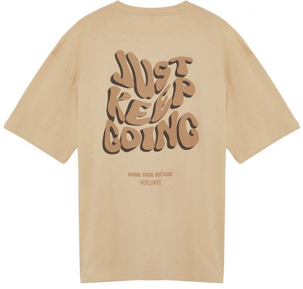 Trendyol Camel Oversize/Wide Cut More Sustainable Printed 100% Organic Cotton T-shirt