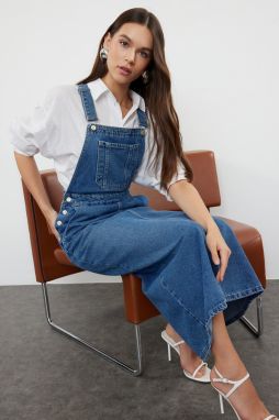 Trendyol Blue Salopet Maxi Denim Dress