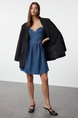 Trendyol Blue Strappy Mini Denim Dress
