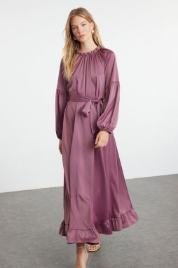 Trendyol Dusty Rose Satin Sash Detailed Woven Dress