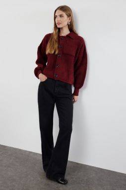 Trendyol Claret Red Soft Texture Coat Knitwear Cardigan