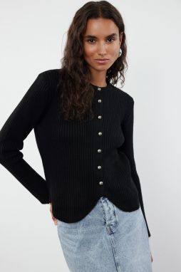 Trendyol Black Crew Neck Knitwear Cardigan