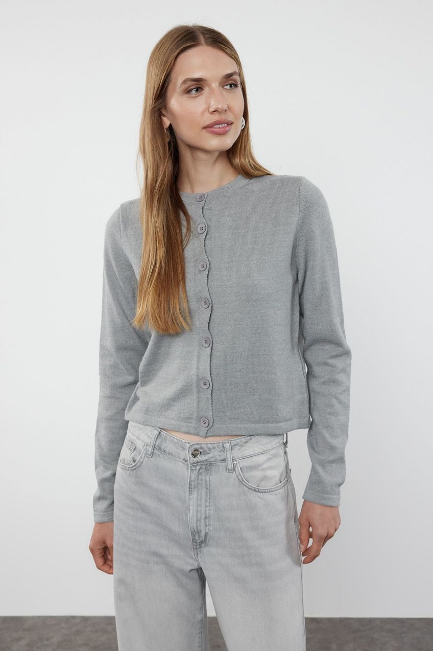 Trendyol Gray Wool Knitwear Cardigan