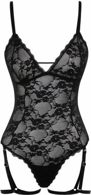 Trendyol Black Lace Removable Garter Openwork/Hole Rope Suspender Snap Knitted Bodysuit