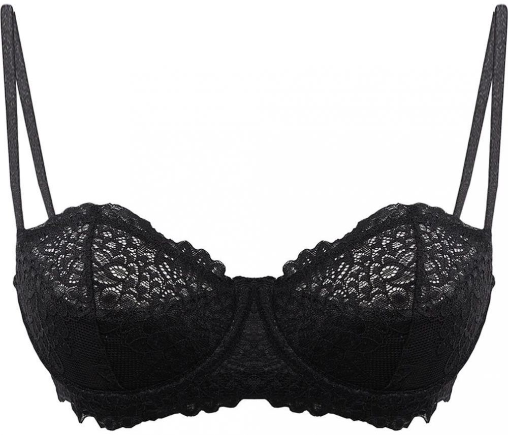 Trendyol Black Lace Underwire Openwork/Hole Covered Balconette Knitted Bra