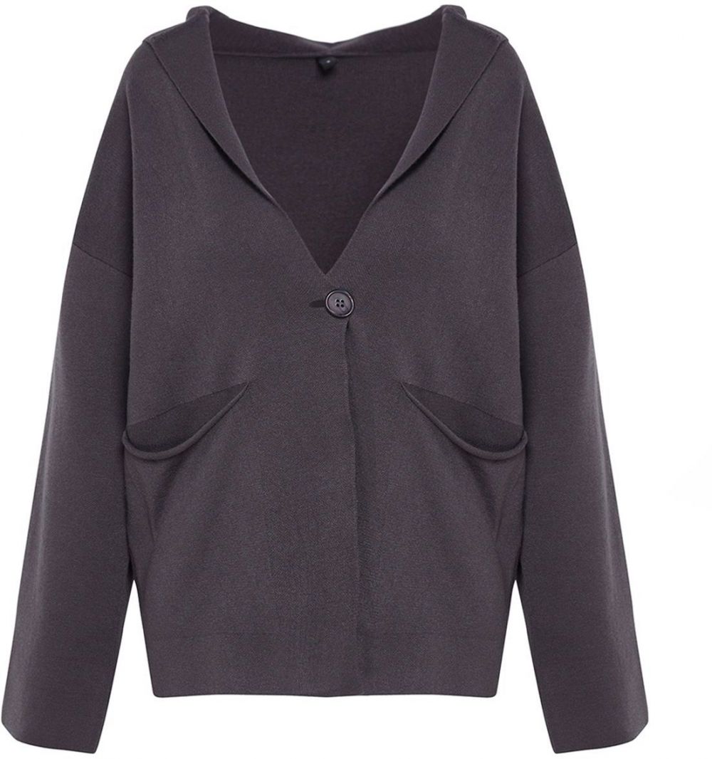 Trendyol Anthracite Premium Yarn Knitwear Cardigan
